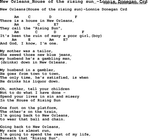 there is a house in new orleans songtext|The House of the Rising Sun .